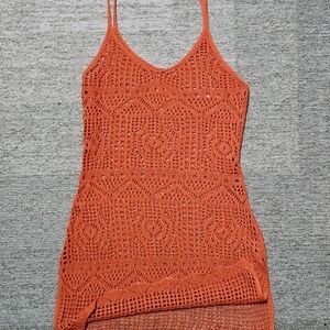 Orange Crochet Swim Cover-Up